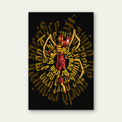 Gilded Ochre Neo-Gothic Typography 60x90cm Metal Print Ready to Hang