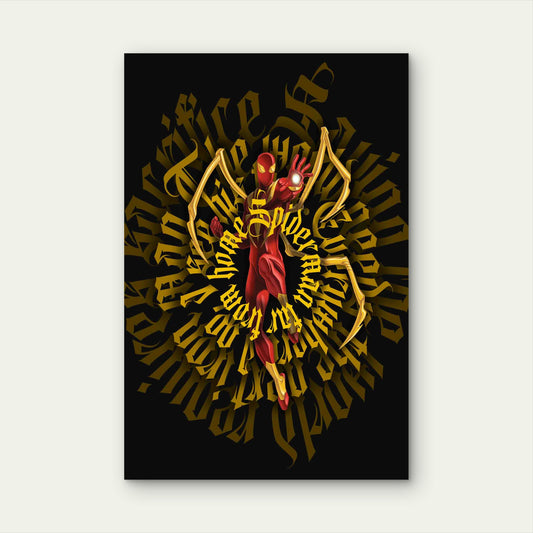 Gilded Ochre Neo-Gothic Typography 60x90cm Metal Print Ready to Hang