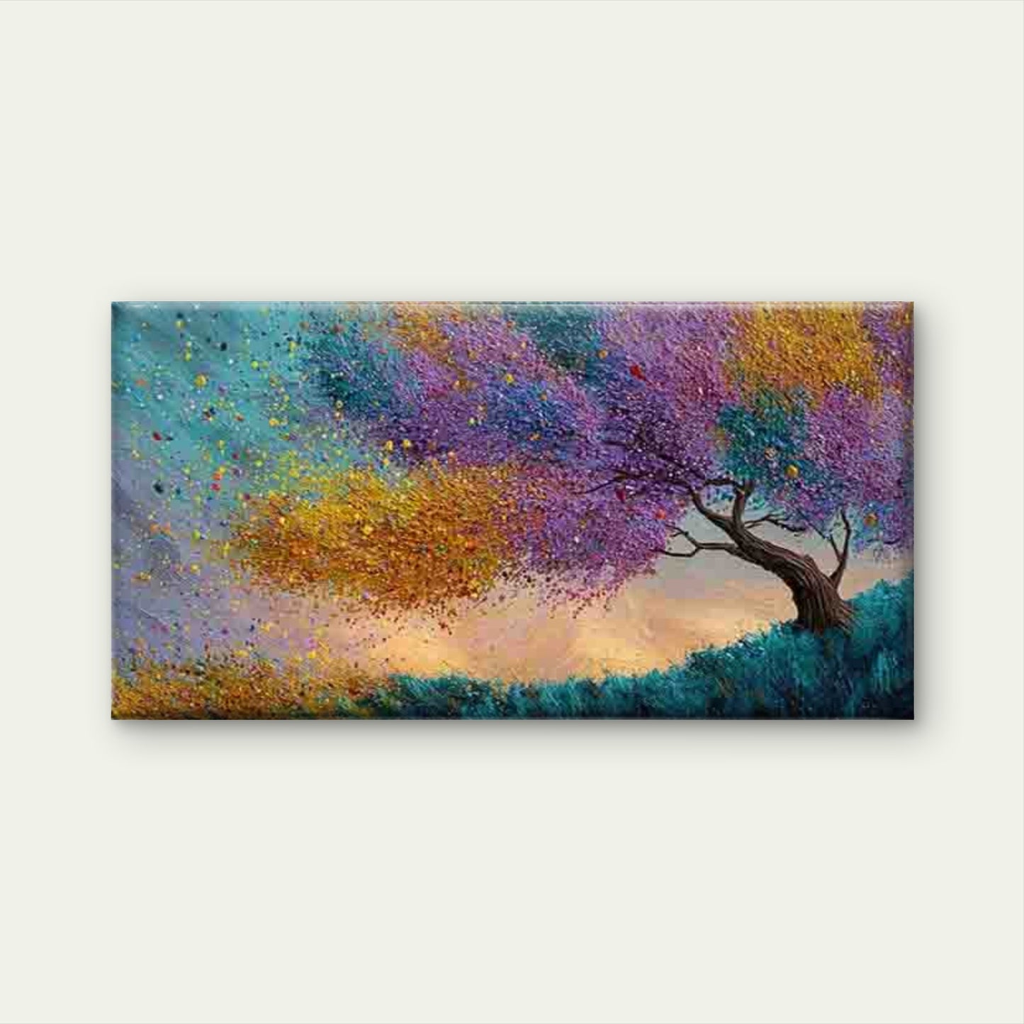 Colorful Abstract Tree Design Wall Art Canvas Office Home Room Framed 120x60cm