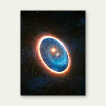 Celestial Scene with Blue Halos And Orange Flames Metal Print Ready to Hang - Bella Home Decor
