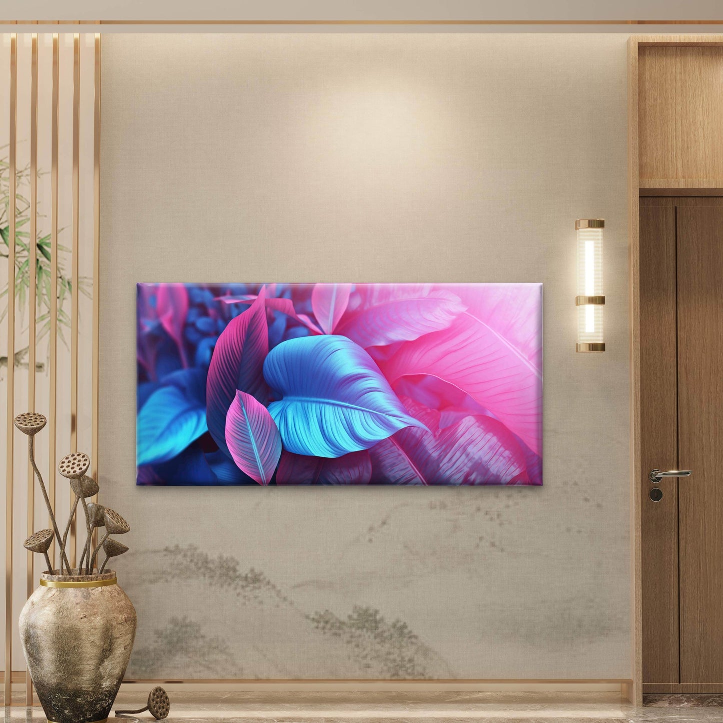 Tropical Leaves Wall Art Canvas Office Home Room Framed 120x60cm - Bella Home Decor