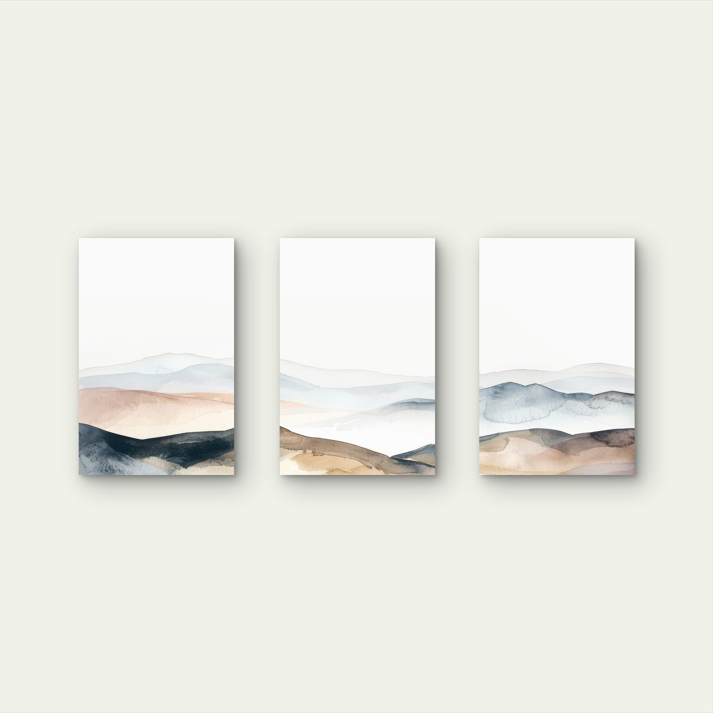 3pcs Beige Abstract Mountain Hills Ridge Wall Art Set Canvas Framed 60x90cm - High Quality Print 100% Australian Made Wall Canvas Ready to Hang