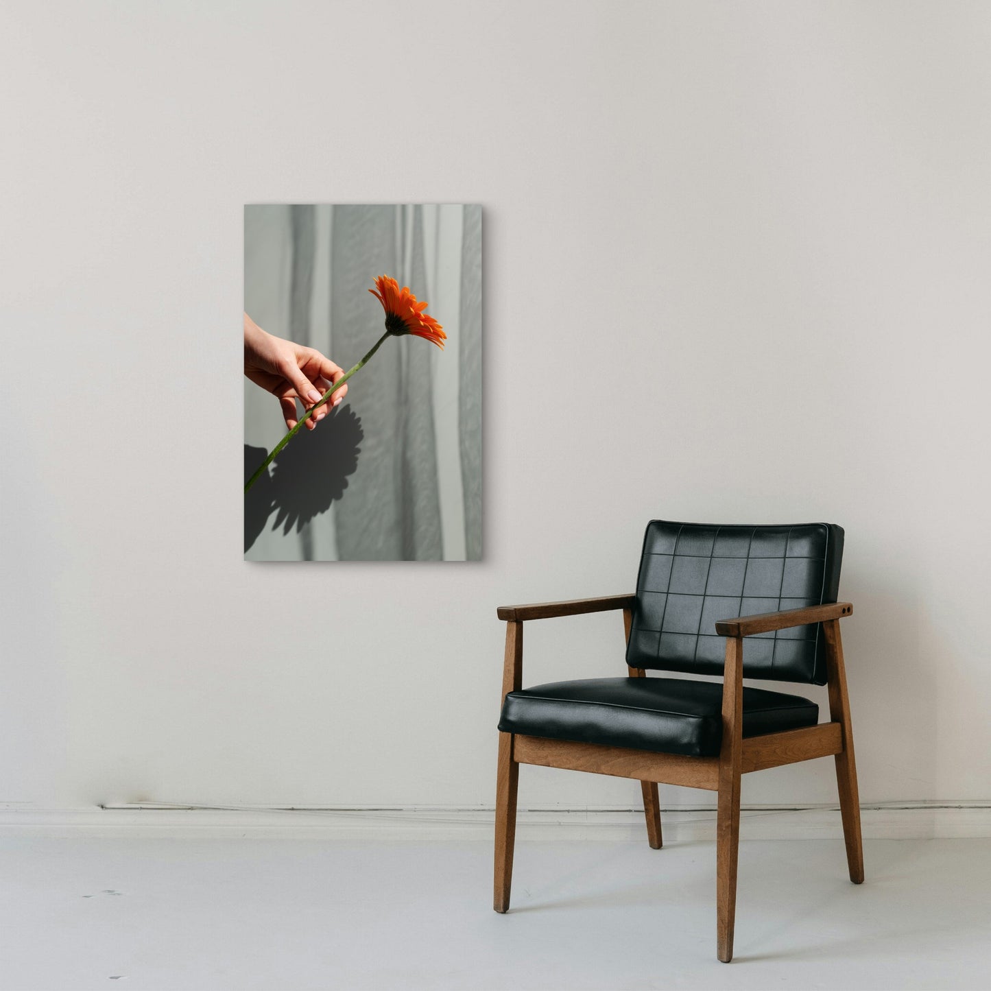 Hand Holding Elegant Flower 40x60cm Metal Print Ready to Hang