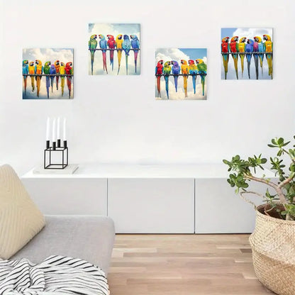 4pcs   Parrot Art Prints  Modern TY  Wall Art Canvas Framed
