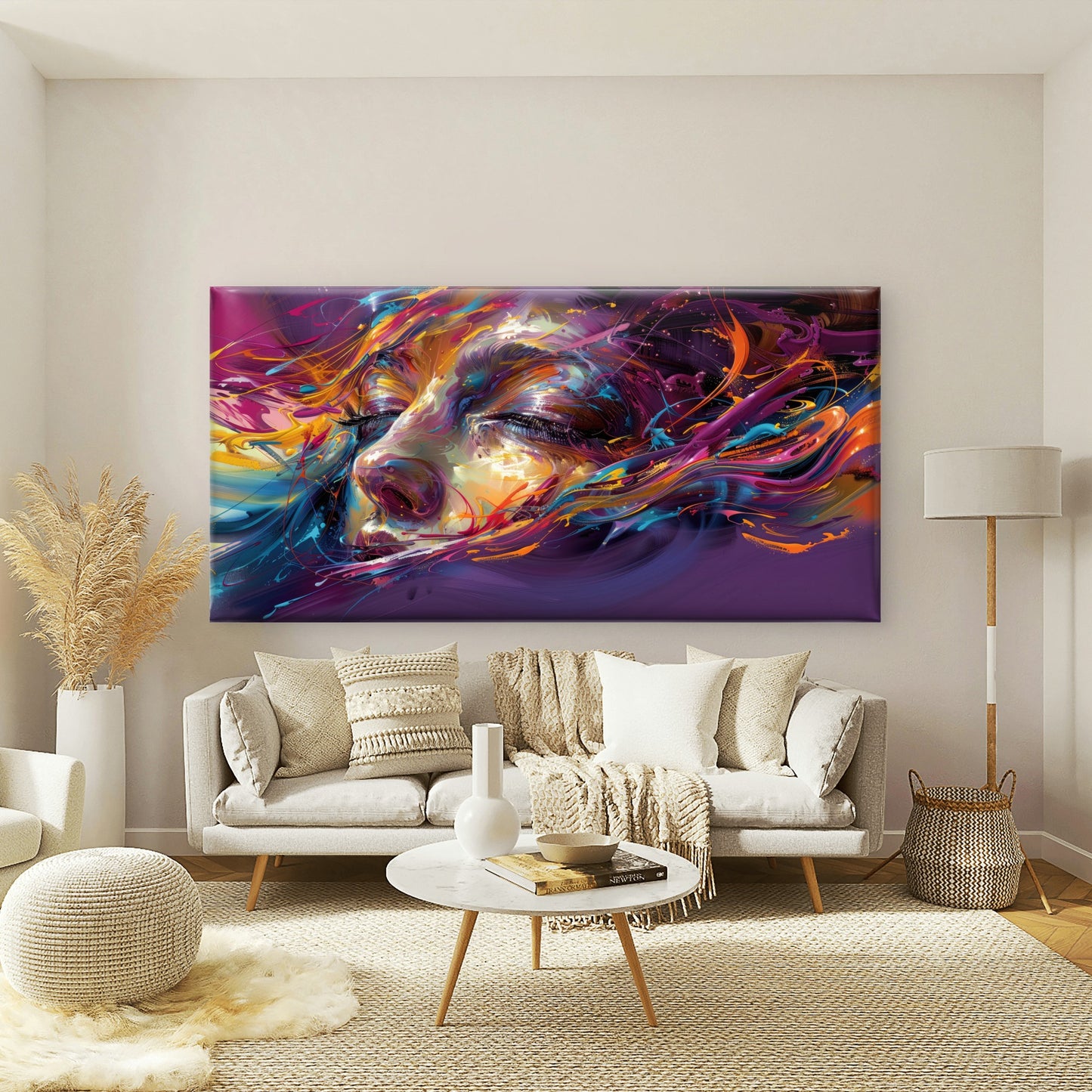 Vibrant Dreams Swirl Around Her Wall Art Canvas Office Home Room Framed 120x60cm