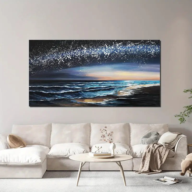 Coastal Beach Blue Sky Wall Art canvas office home room framed 120x60cm - Bella Home Decor