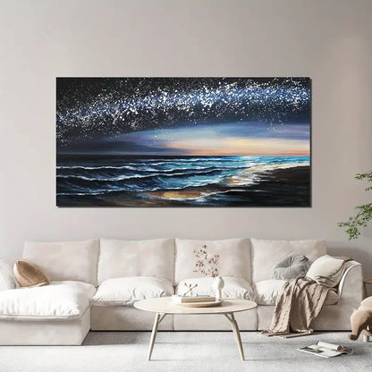 Coastal Beach Blue Sky Wall Art canvas office home room framed 120x60cm - Bella Home Decor