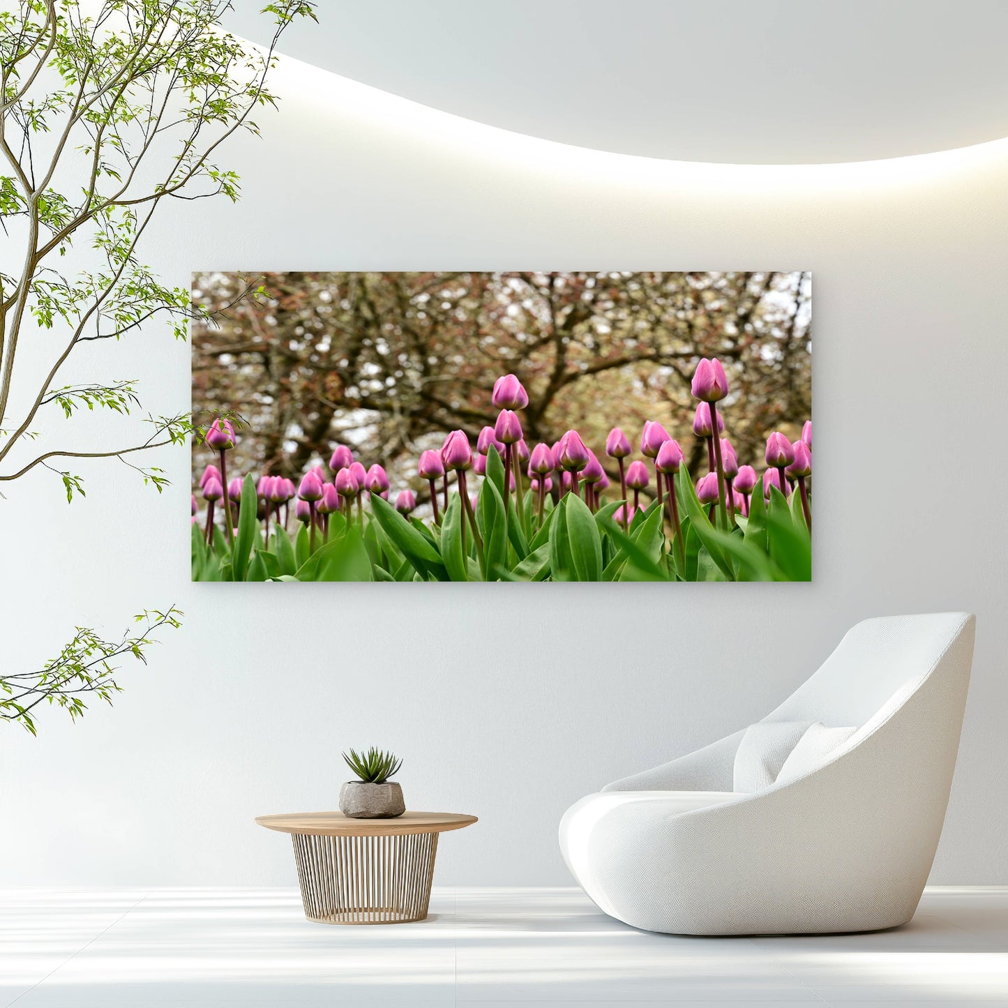 Pink Tulips In Spring Wall Art Canvas Office Home Room Framed 120x60cm