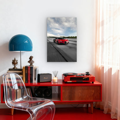 Red And Black Bugatti Chiron Hyper Sports Car 40x60cm Metal Print Ready to Hang