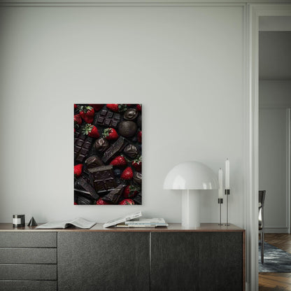 Realistic Strawberries & Chocolates 60x90cm Metal Print Ready to Hang