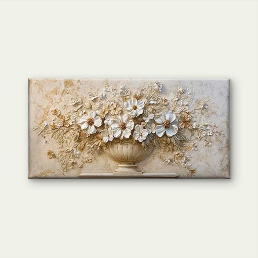 Baroque Style Floral Relief Wall Art Canvas Office Home Room Framed 120x60cm