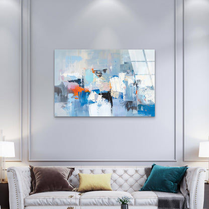 Modern Abstract Blue Orange Art Glass Printing Wall Art Australian Made Quality