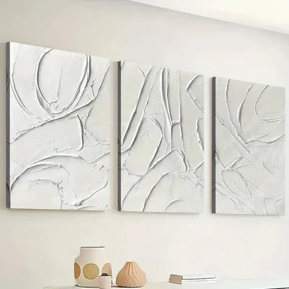3pcs Modern Style Pure Color Abstract Geometric Art Off White Wall Art Set Canvas Unframed - High Quality Print 100% Australian Made Wall Canvas