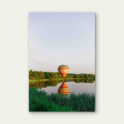 Hotair Balloon Touching Water Metal Print Ready to Hang