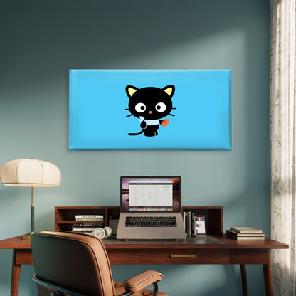 Cute Black Cat Chococat Wall Art Canvas Office Home Room Framed 120x60cm
