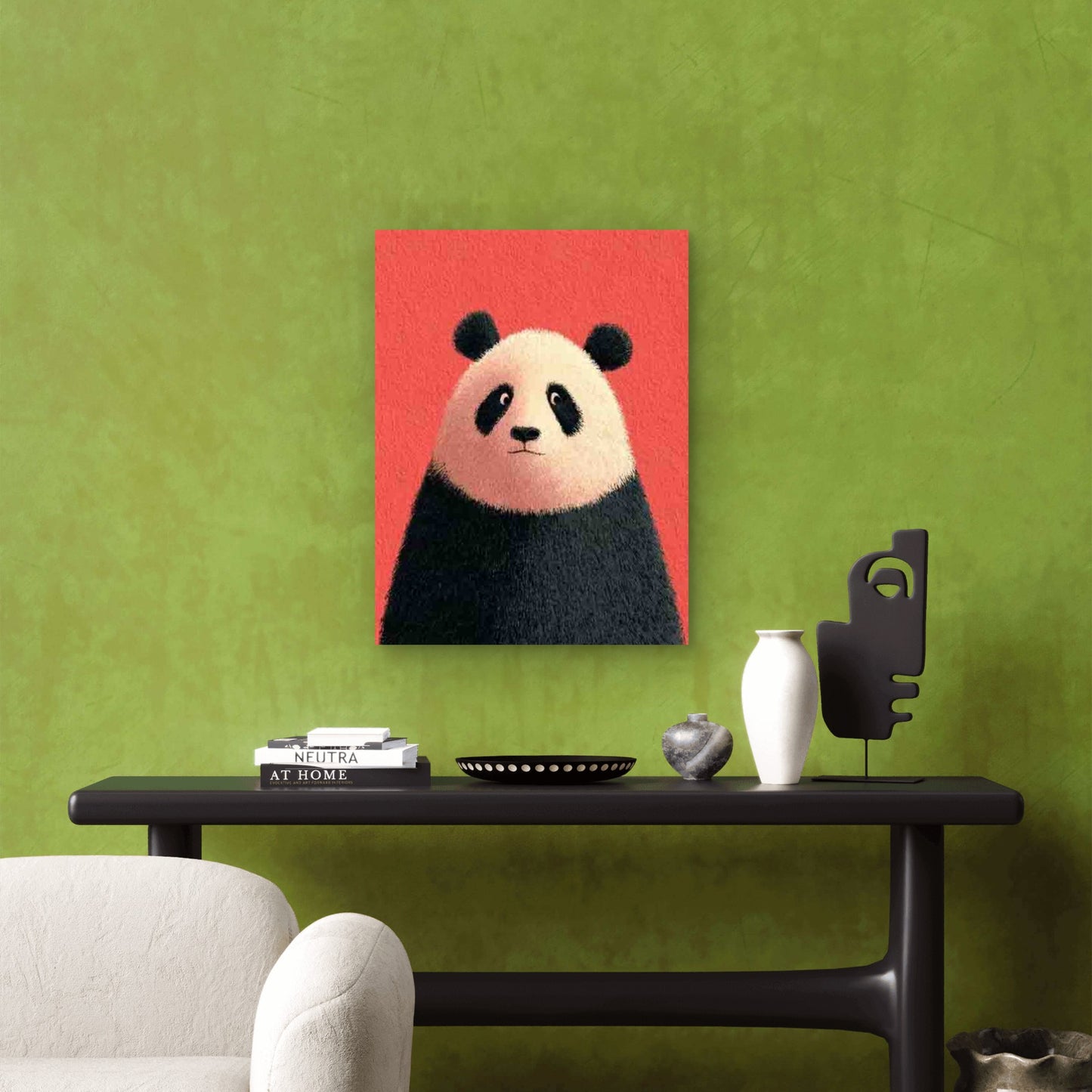 Soft Pink - Adorable Panda Design 60x90cm Metal Print Ready to Hang