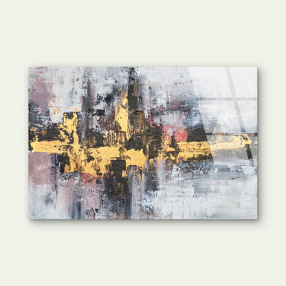 Luxury Metallic Gold Foil and Black Textured City Skyline Abstract Acrylic Glass Printing Wall Art Australian Made Quality