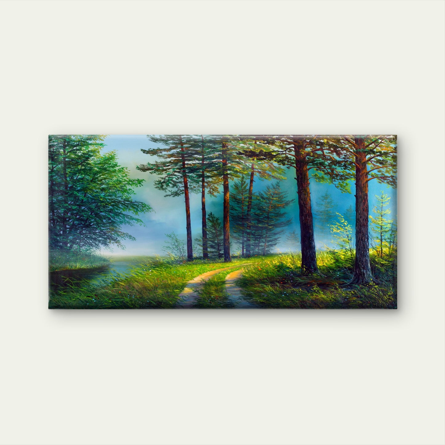 Beautiful Nature Forest Path Wall Art Canvas Office Home Framed 120x60cm
