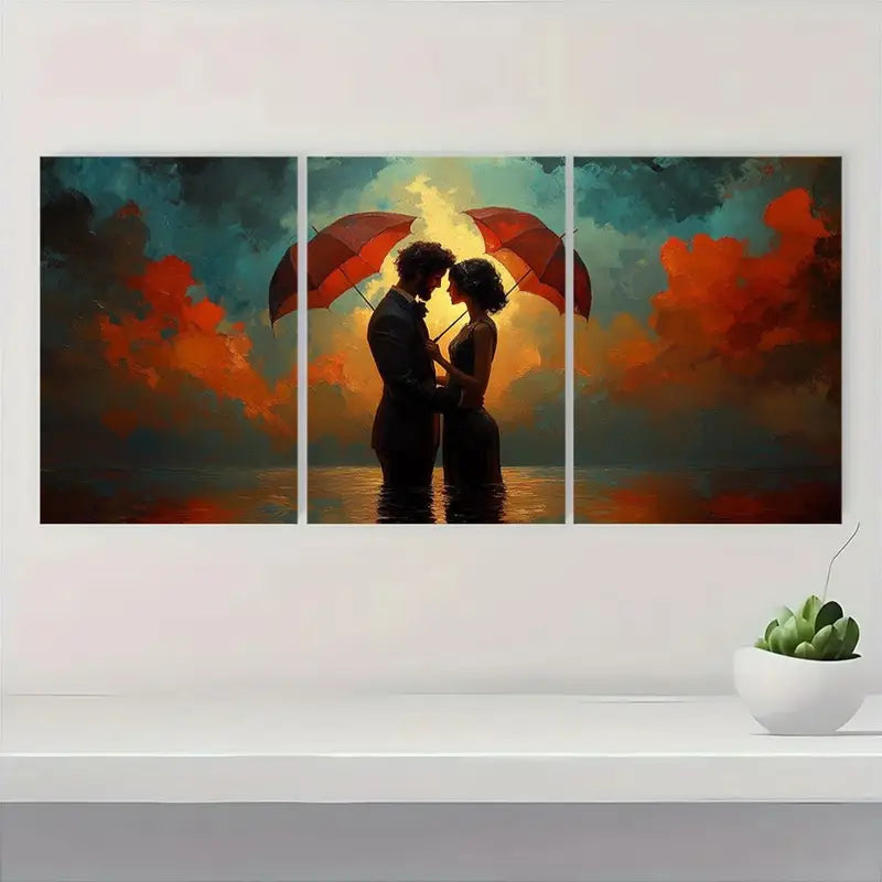 3pcs Vettriano Romantic Umbrellas  Metal Print Ready to Hang Art