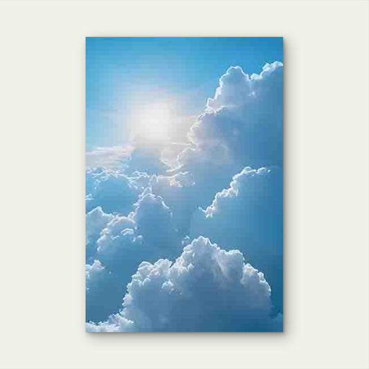 Sunlight Through Fluffy Clouds 60x90cm Metal Print Ready to Hang