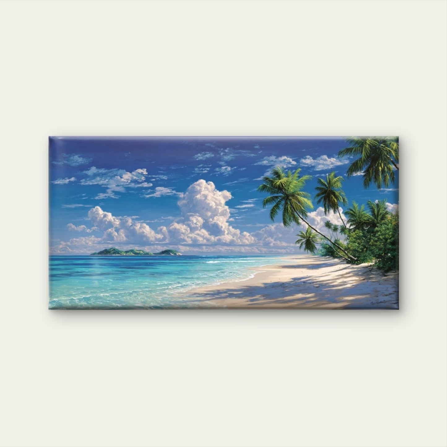 Island Scene with White Sand Wall Art Canvas Office Home Room Framed 120x60cm