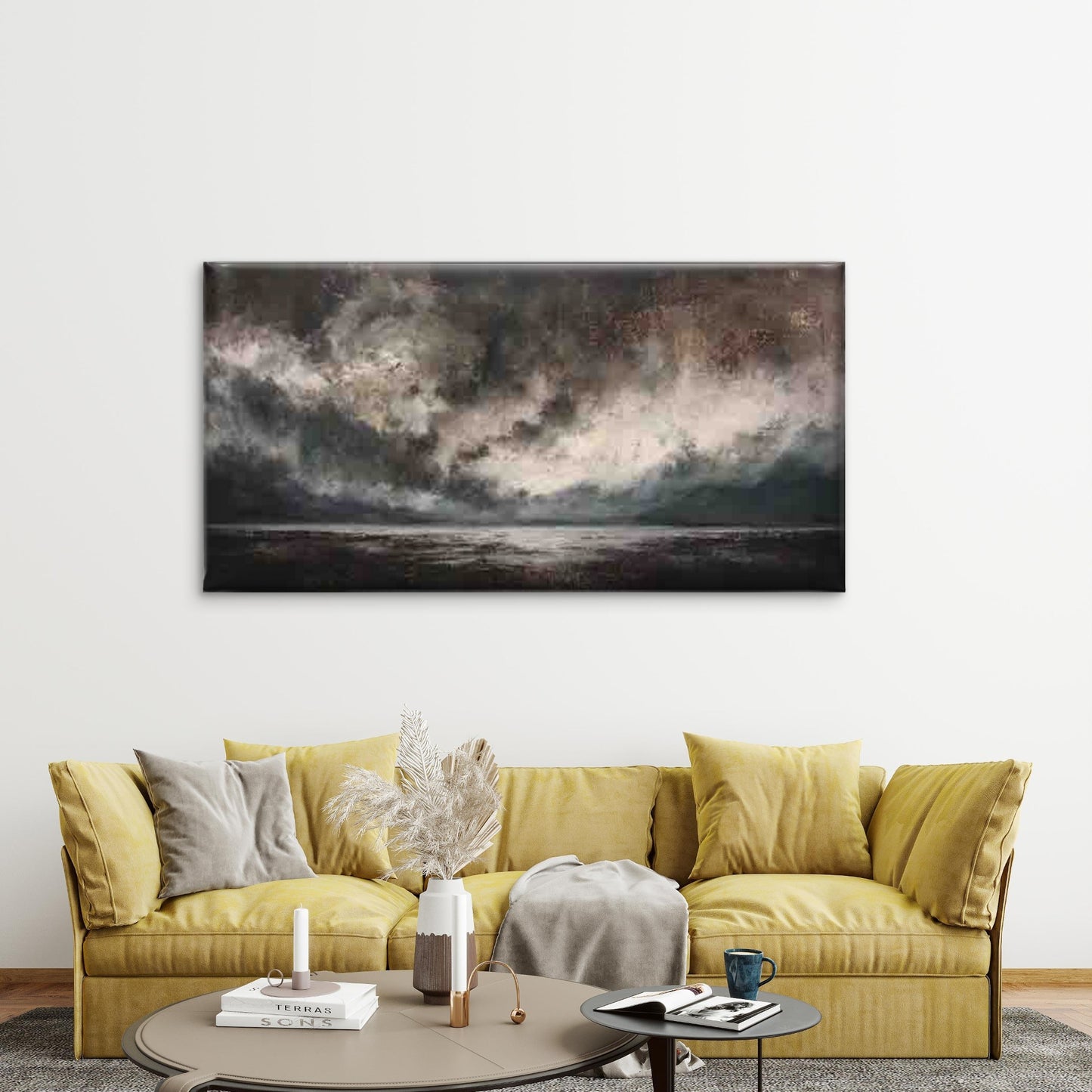 Abstract Dark Clouds Wall Art Canvas Office Home Room Framed 120x60cm