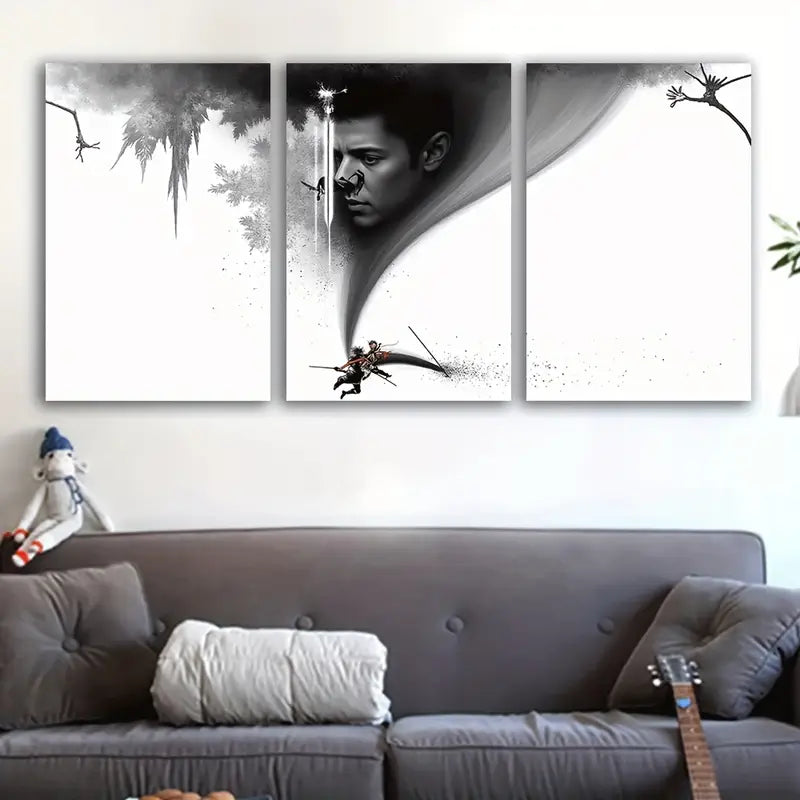 3pcs Black & White Starry Portrait Wall Art Set Canvas Framed 40x60cm - High Quality Print 100% Australian Made Wall Canvas Ready to Hang - Bella Home Decor