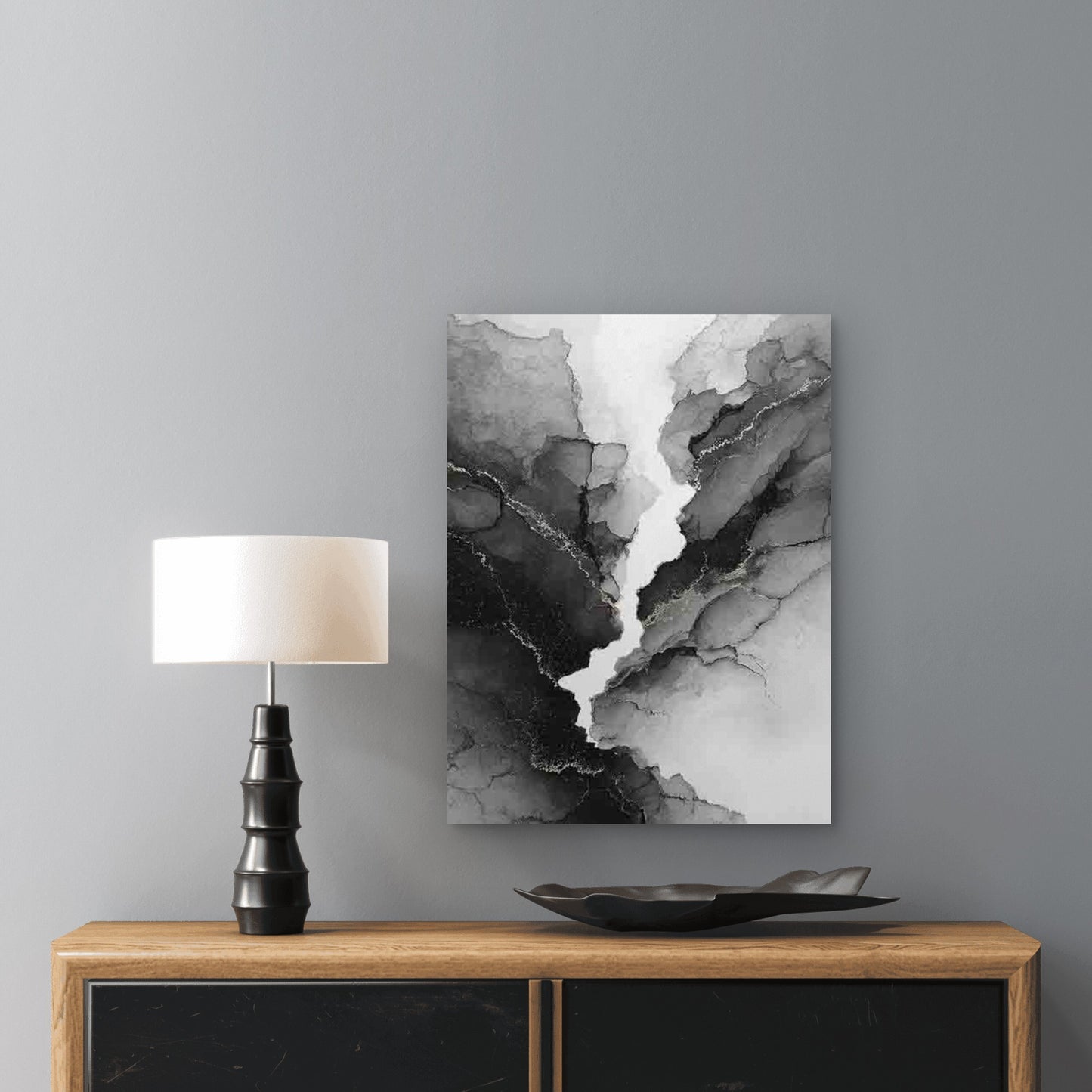 Black And White Marble 60x90cm Metal Print Ready to Hang