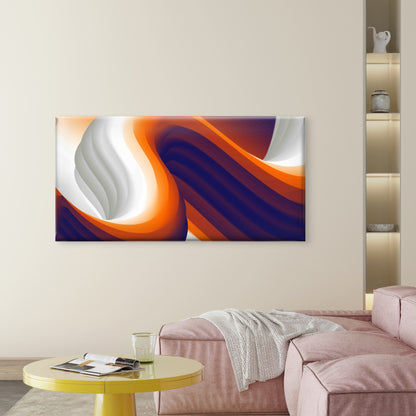 Abstract Blue Orange Curved Lin Wall Art Canvas Office Home Room Framed 120x60cm - Bella Home Decor