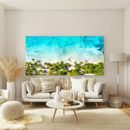 Beach Paradise From Above Wall Art Canvas Office Home Room Framed 120x60cm