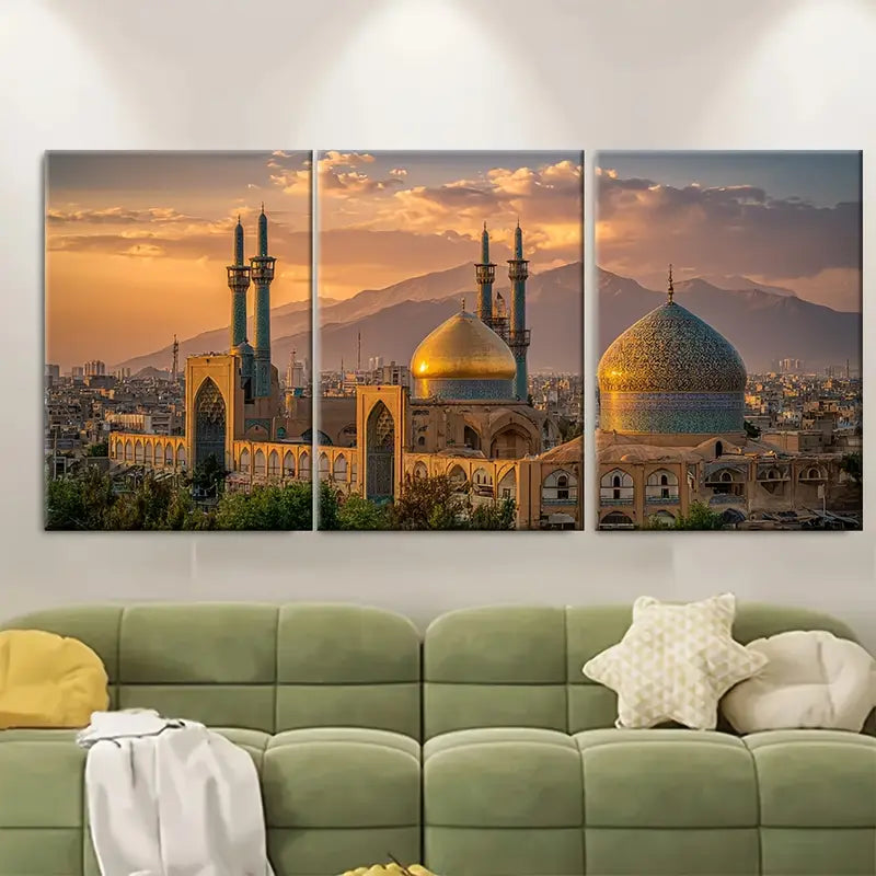 3pcs Mashhad Cityscape Prints, Metal Print Ready to Hang Art