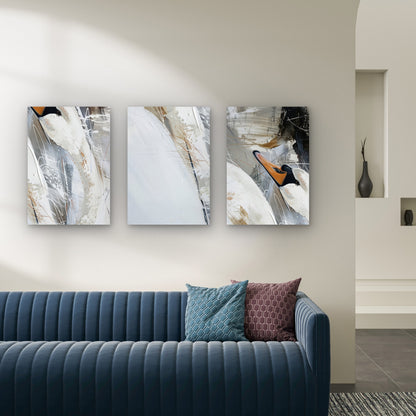 3pcs Modern Abstract Feather Bird Painting Wall Art Set Canvas Framed 50x70cm - High Quality Print 100% Australian Made Wall Canvas Ready to Hang