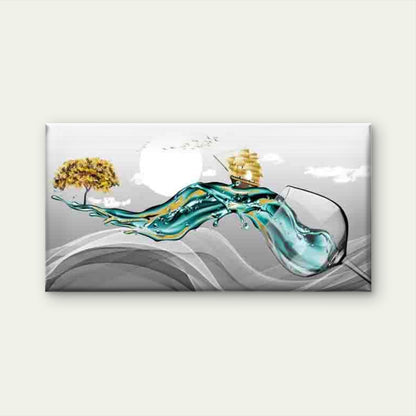 Sailing Ship Journey with Wine Wall Art Canvas Office Home Room Framed 120x60cm - Bella Home Decor