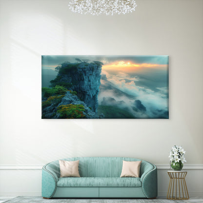 Mountain Cliff Edge View Wall Art Canvas Office Home Room Framed 120x60cm