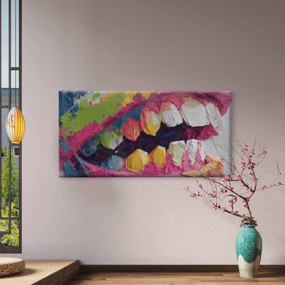 Abstract Lips Colorful Lipstick Wall Art Canvas Office Home Room Framed 120x60cm - Bella Home Decor