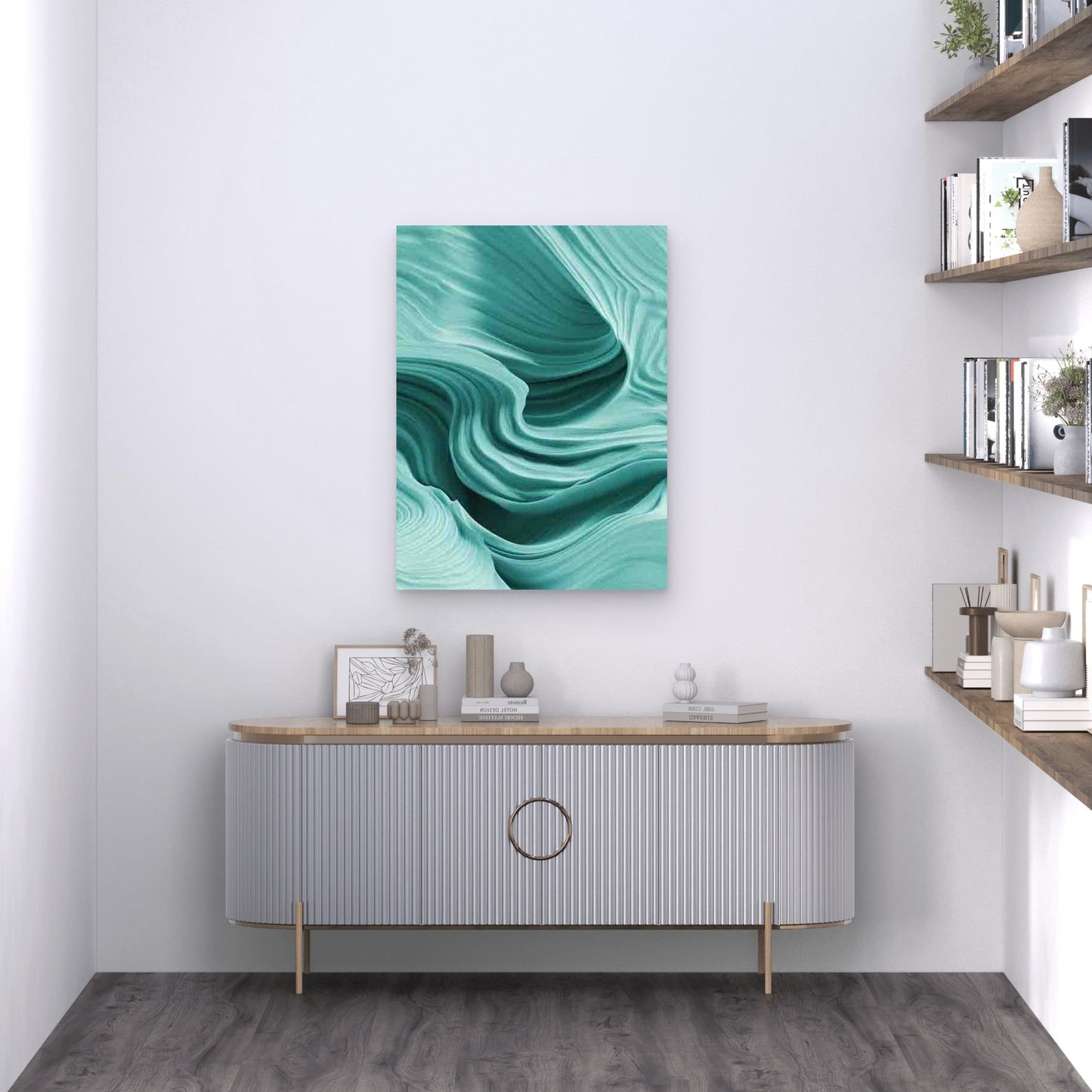 Sage Green Retro 60x90cm Metal Print Ready to Hang