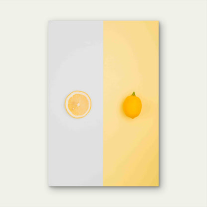 Lemon with Plain Background 60x90cm Metal Print Ready to Hang - Bella Home Decor