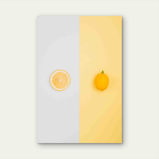 Lemon with Plain Background 60x90cm Metal Print Ready to Hang