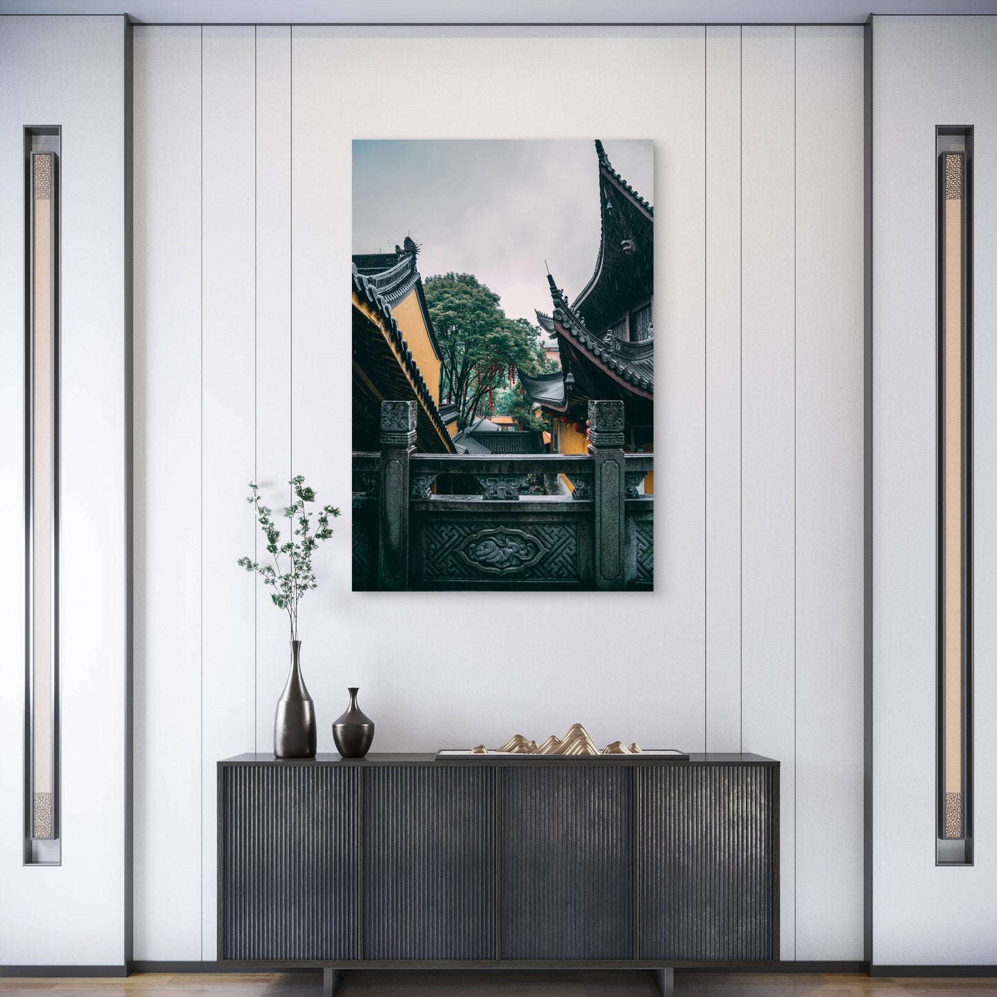 Asian Temple Courtyard Heritage 40x60cm Metal Print Ready to Hang