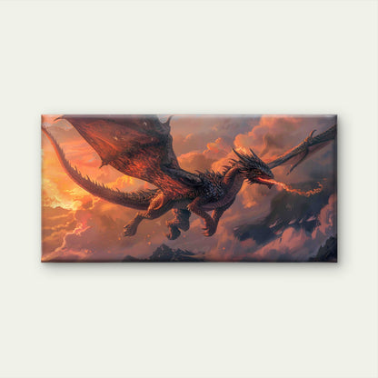 A Majestic Dragon with Wings Wall Art Canvas Office Home Room Framed 120x60cm