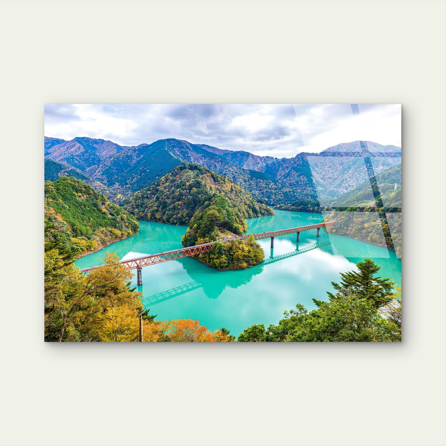 Okuoikojo Station Lake Sumanogou Okuoi Rainbow Bridge Acrylic Glass Printing Wall Art Australian Made Quality