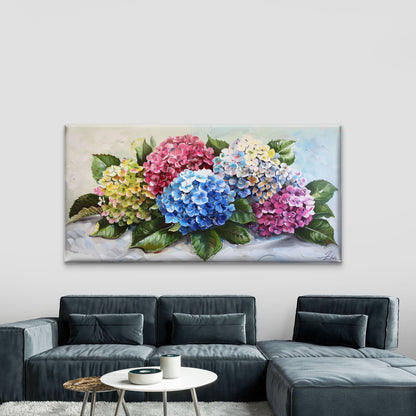 Hydrangea Flowers Bloom Wall Art Canvas Office Home Room Framed 120x60cm