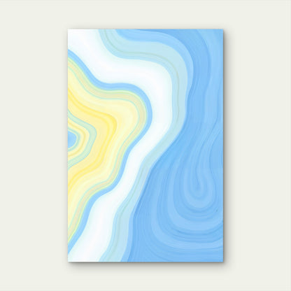 Abstract Flowing Shapes in Summer Sky Tones 40x60cm Metal Print Ready to Hang