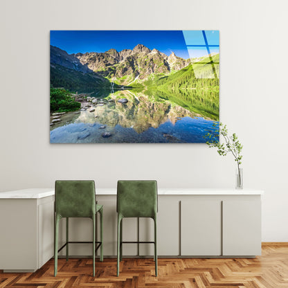Mountain Lake Reflectio Tempered Glass Printing Wall Art Australian Made Quality