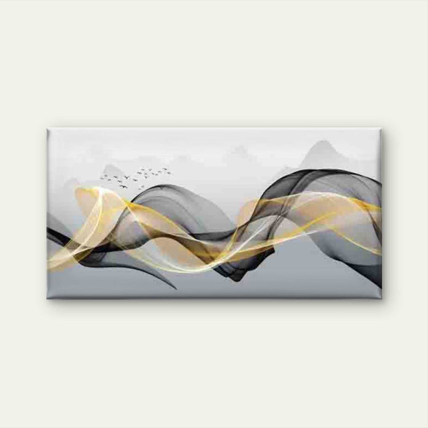 Waves in Golden And Black in Wall Art Canvas Office Home Room Framed 120x60cm - Bella Home Decor