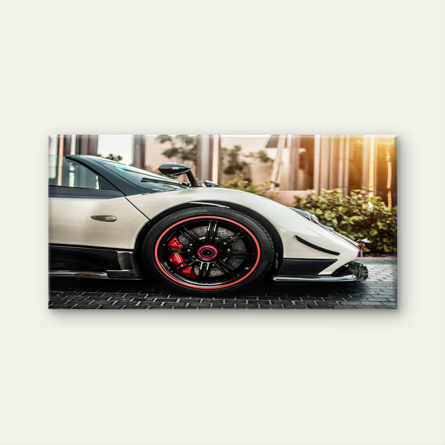 White Pagani Zonda Cinque View Wall Art Canvas Office Home Room Framed 120x60cm
