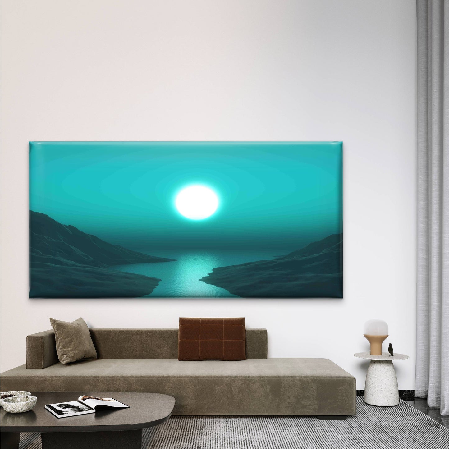 Mesmerizing Moon Landscape Wall Art Canvas Office Home Room Framed 120x60cm