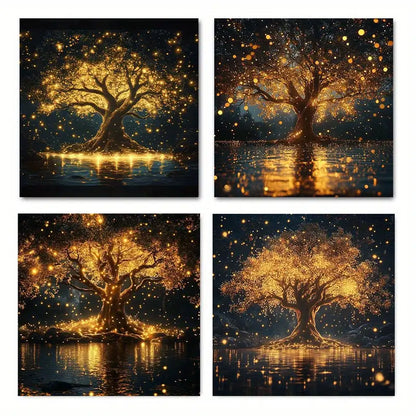 4pcs Firefly Grove Poster Modern Wall Art Canvas Framed