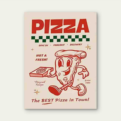 Vintage Pizza Themed 60x90cm Metal Print Ready to Hang