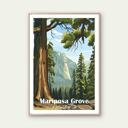 Mariposa Grove National Park Wilderness USA Travel Poster Print Wall Art
